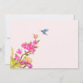 Rosa tropischer Vogel mit floraler Wasserfarbe Einladung (Rückseite)