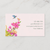 Rosa tropischer Vogel mit floraler Wasserfarbe Visitenkarte (Rückseite)
