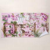 Rosa tropischer Wellness-Center Cabana Badetuch (Vorderseite)