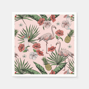Rosa tropisches Flamingo-Muster Serviette