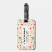 Rosa tropisches Flamingo Sommermuster Gepäckanhänger (Rückseite vertikal)