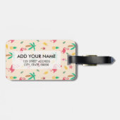 Rosa tropisches Flamingo Sommermuster Gepäckanhänger (Rückseite horizontal)