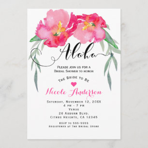 Rosa tropisches grünes Leaf Valle Aloha Party Einladung