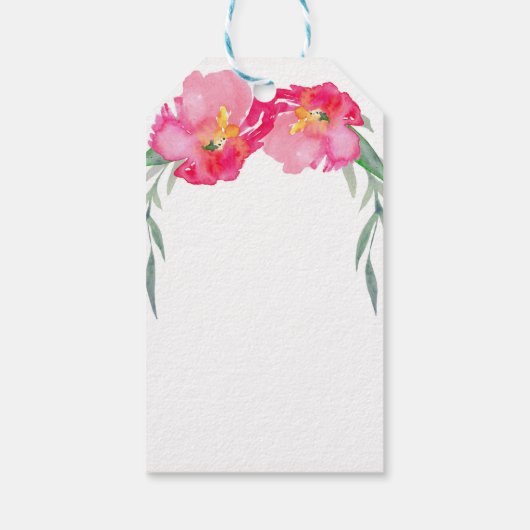 Rosa tropisches grünes Leaf Valle Aloha Party Geschenkanhänger (Rückseite)