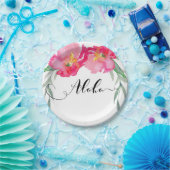 Rosa tropisches grünes Leaf Valle Aloha Party Pappteller (Party)