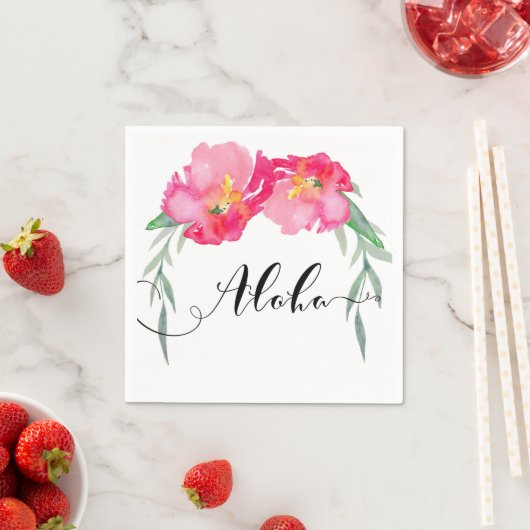 Rosa tropisches grünes Leaf Valle Aloha Party Serviette (Beispiel)