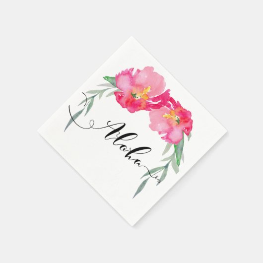 Rosa tropisches grünes Leaf Valle Aloha Party Serviette (Ecke)