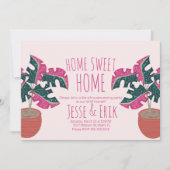 Rosa tropisches Monstera Tree Housewarming Party Einladung (Vorderseite)