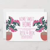 Rosa tropisches Monstera Tree Housewarming Party Einladung (Vorderseite)