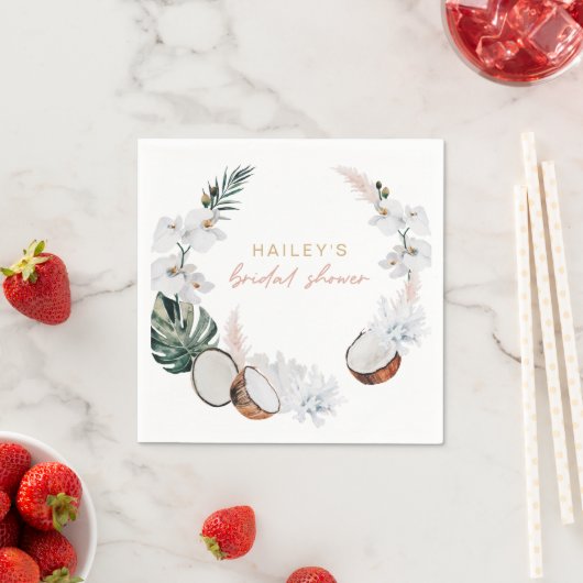 Rosa tropisches Palm Pampas Brautparty Serviette (Beispiel)