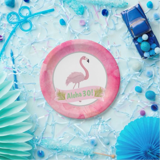 Rosa tropisches pappteller (Party)