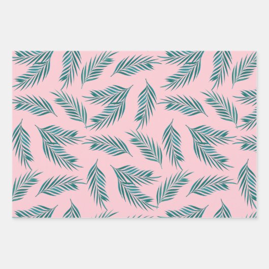Rosa tropisches Party Geschenkpapier Set (Vorderseite 3)