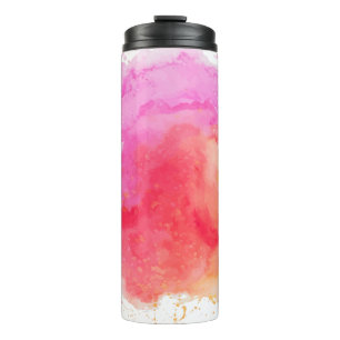 Rosa Trübe mit Wasserfarbe Thermosbecher