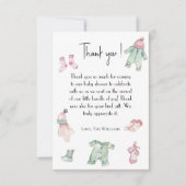 Rosa Tuch Babydusche Danke Karte (Vorderseite)