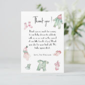 Rosa Tuch Babydusche Danke Karte (Stehend Vorderseite)
