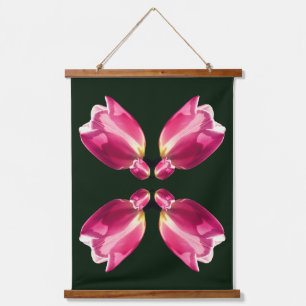 Rosa Tulip Blume bei Sonnenlicht Abstrakt Wandteppich Mit Holzrahmen