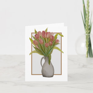 Rosa Tulip in einer Vase Faltkarte