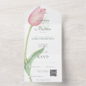 Rosa Tulip Solo Pink Moderner QR Code All In One Einladung (Innen Boden)