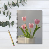 Rosa Tulip Vase Realismus Gemälde Notizblock