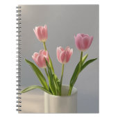 Rosa Tulip Vase Realismus Gemälde Notizblock (Vorderseite)