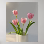 Rosa Tulip Vase Realismus Gemälde Poster (Vorne)