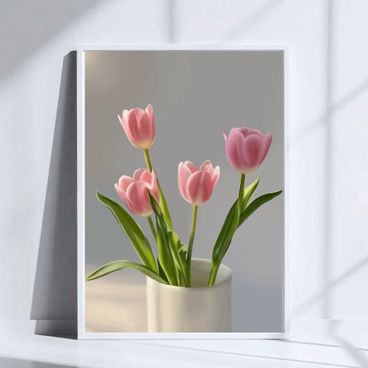 Rosa Tulip Vase Realismus Gemälde Poster