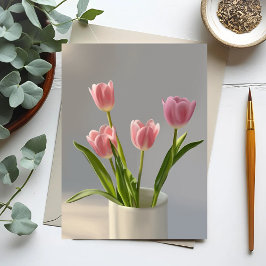 Rosa Tulip Vase Realismus Gemälde Postkarte