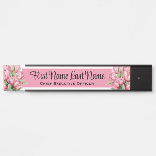 Rosa Tulips Blumengestelle Türschild (Vorderseite )