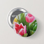 Rosa Tulips, Blumenstrauß, Blume Button (Vorne & Hinten)