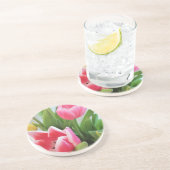 Rosa Tulips, Blumenstrauß, Blume Getränkeuntersetzer (Seite)