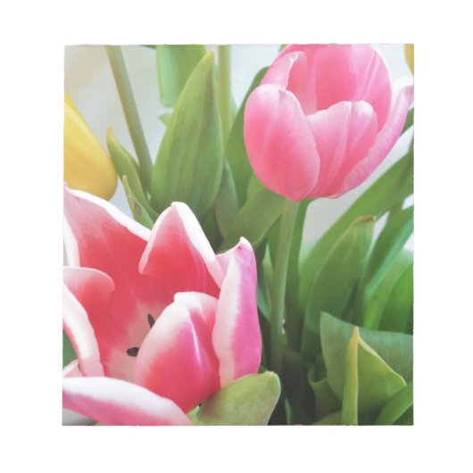 Rosa Tulips, Blumenstrauß, Blume Notizblock (Vorderseite)