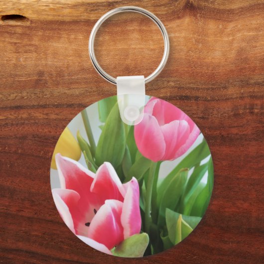 Rosa Tulips, Blumenstrauß, Blume Schlüsselanhänger (Vorderseite)