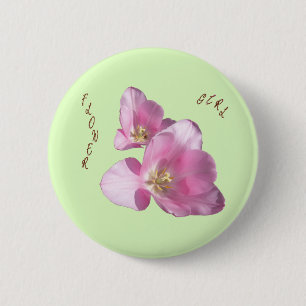 Rosa Tulips Flower Knopf Button