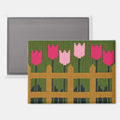 Rosa Tulips Grüner Garten Kunsthandwerk Crochet Pr Magnet (Vorderseite/Rückseite)