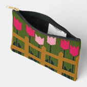 Rosa Tulips Grüner Garten Kunsthandwerk Crochet Pr Zubehörtasche (Offen)