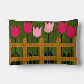 Rosa Tulips Grüner Garten Kunsthandwerk Crochet Pr Zubehörtasche