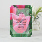 Rosa Tulips Hochzeit Einladungen (Stehend Vorderseite)