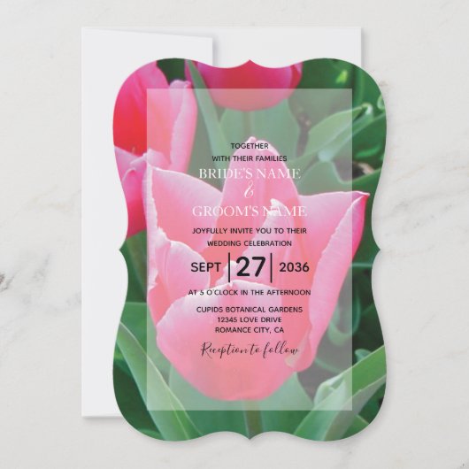 Rosa Tulips Hochzeit Einladungen (Vorderseite)