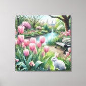 Rosa Tulips im Park Leinwanddruck (Vorderseite)