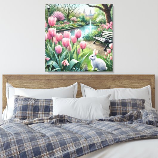 Rosa Tulips im Park Leinwanddruck (Insitu (Schlafzimmer))