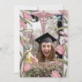 Rosa Tulips & Kapseln Einladung Abschluss Nurve (Rückseite)