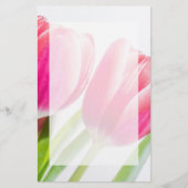 Rosa Tulips mit grünem Blätter Foto Briefpapier (Vorderseite)