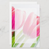 Rosa Tulips mit grünem Blätter Foto Briefpapier (Vorne/Hinten)