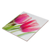 Rosa Tulips mit grünem Blätter Foto Fliese (Seite)