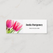 Rosa Tulips mit grünem Blätter Foto Mini Visitenkarte (Vorderseite)