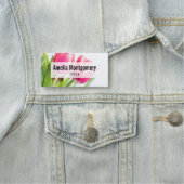 Rosa Tulips mit grünem Blätter Foto Namensschild (Beispiel)