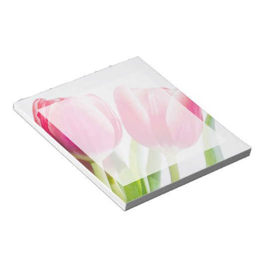 Rosa Tulips mit grünem Blätter Foto Notizblock (angewinkelt)