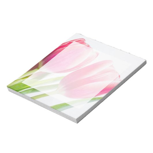 Rosa Tulips mit grünem Blätter Foto Notizblock (Rotiert)