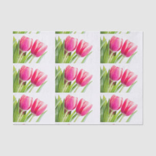 Rosa Tulips mit grünem Blätter Foto Seidenpapier