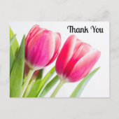 Rosa Tulips mit grünen Blätter Foto Vielen Dank Postkarte (Vorderseite)